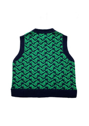 Ready-To-Ship - Cashmere blend T-Rex Tank - Navy & Green