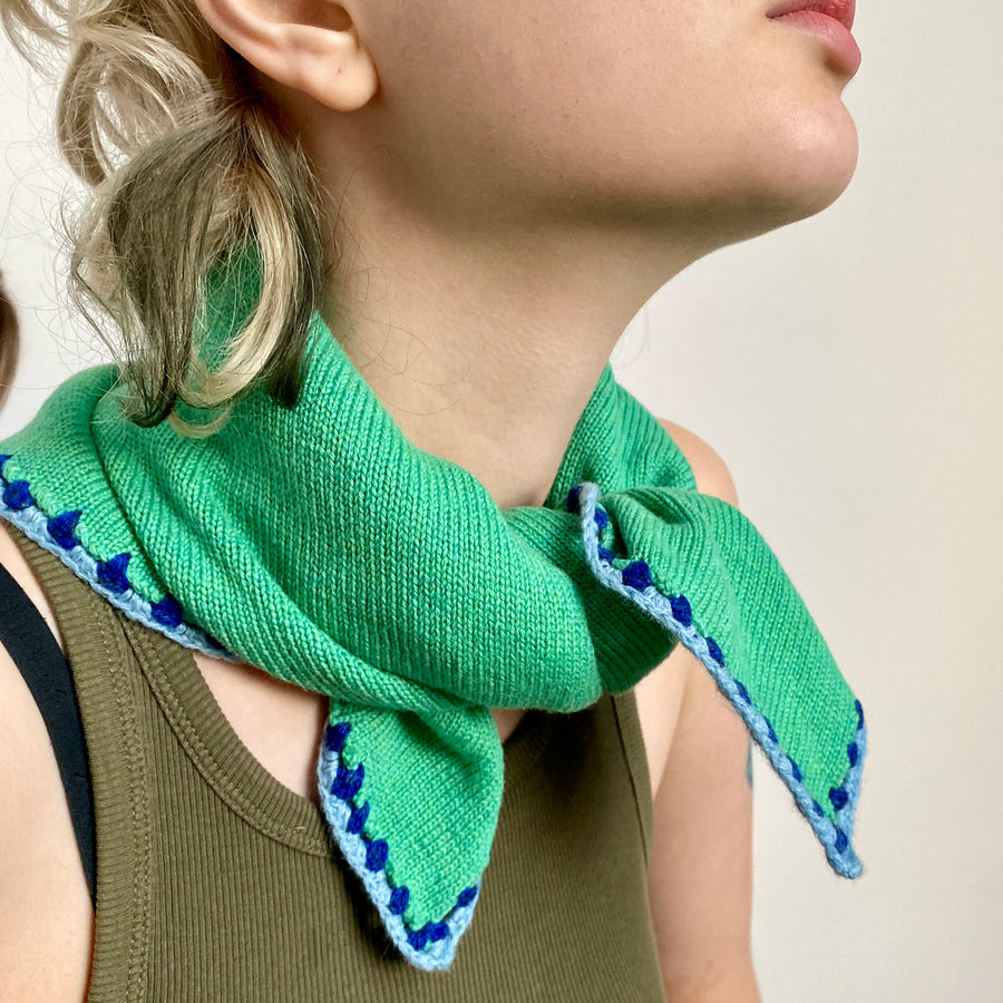 Cashmere Neckerchief - Green and Blues