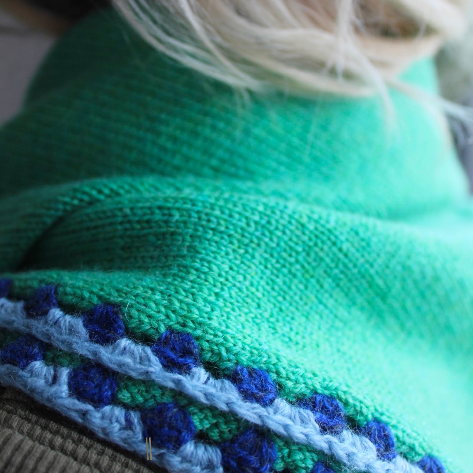 Cashmere Neckerchief - Green and Blues