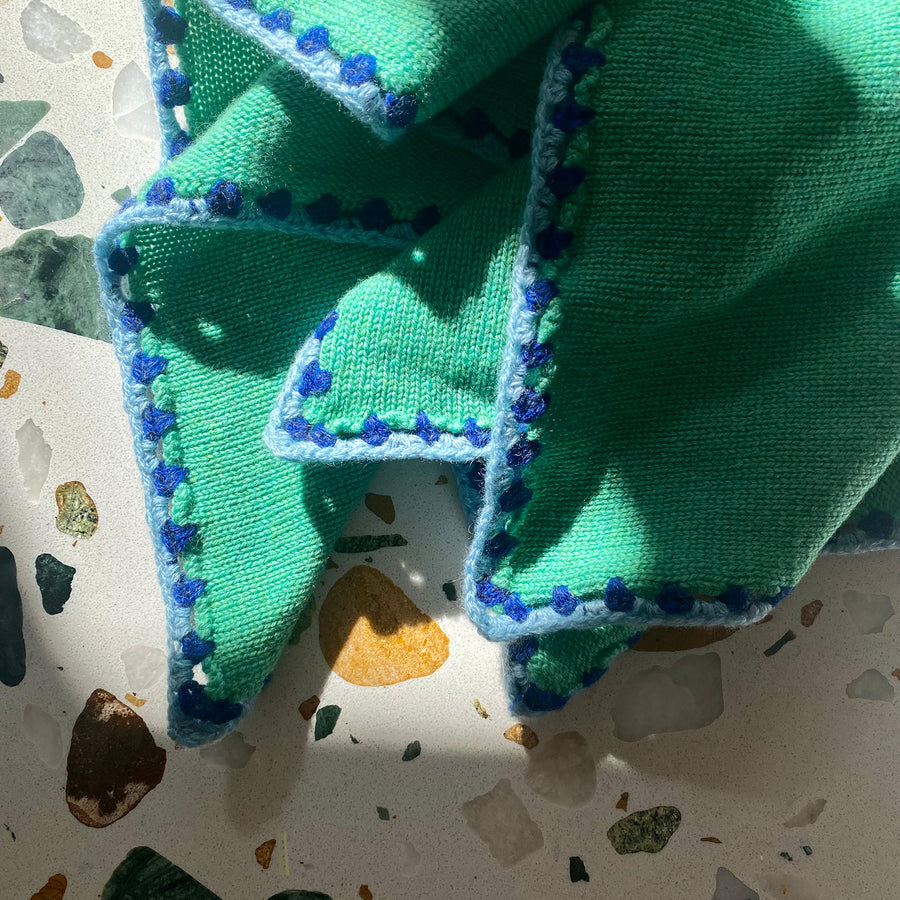 Cashmere Neckerchief - Green and Blues