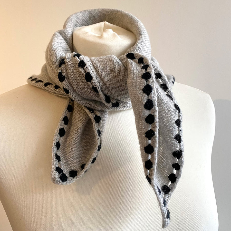 Cashmere Neckerchief - Grey and Black