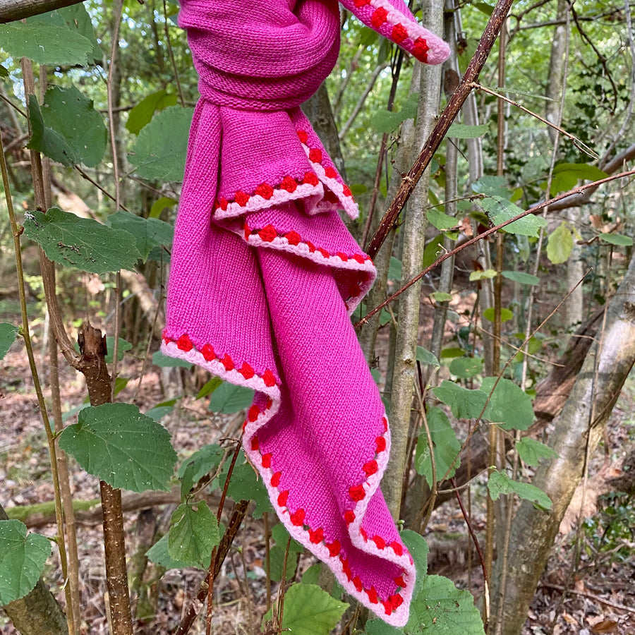 Cashmere Neckerchief - Hot Pink, Red and Baby Pink