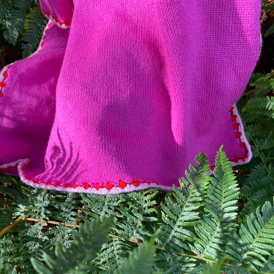 Cashmere Neckerchief - Hot Pink, Red and Baby Pink