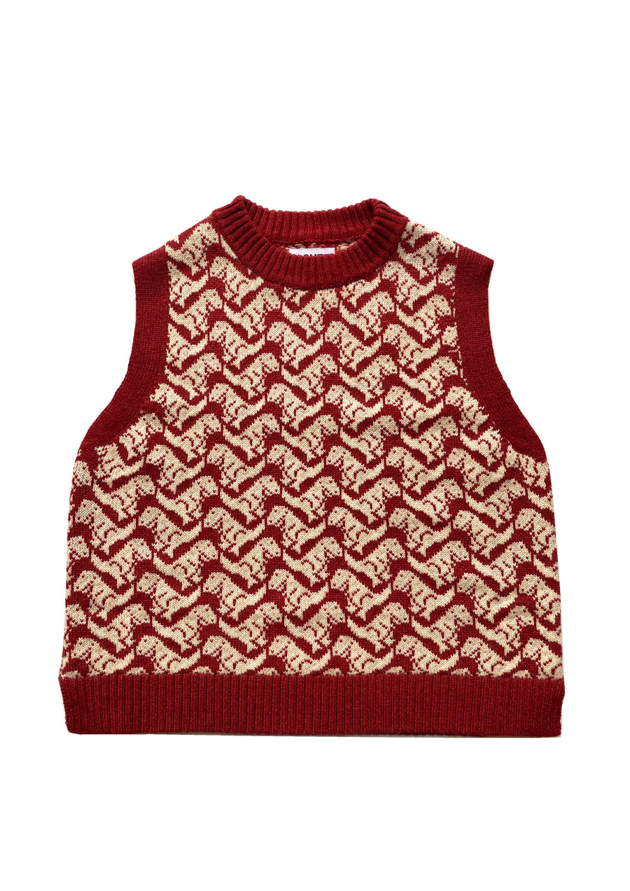 Ready-To-Ship - Cashmere T-Rex Tank - Red & Cream