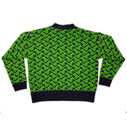 Ready-To-Ship - Cashmere T-Rex Cardigan - Navy & Green