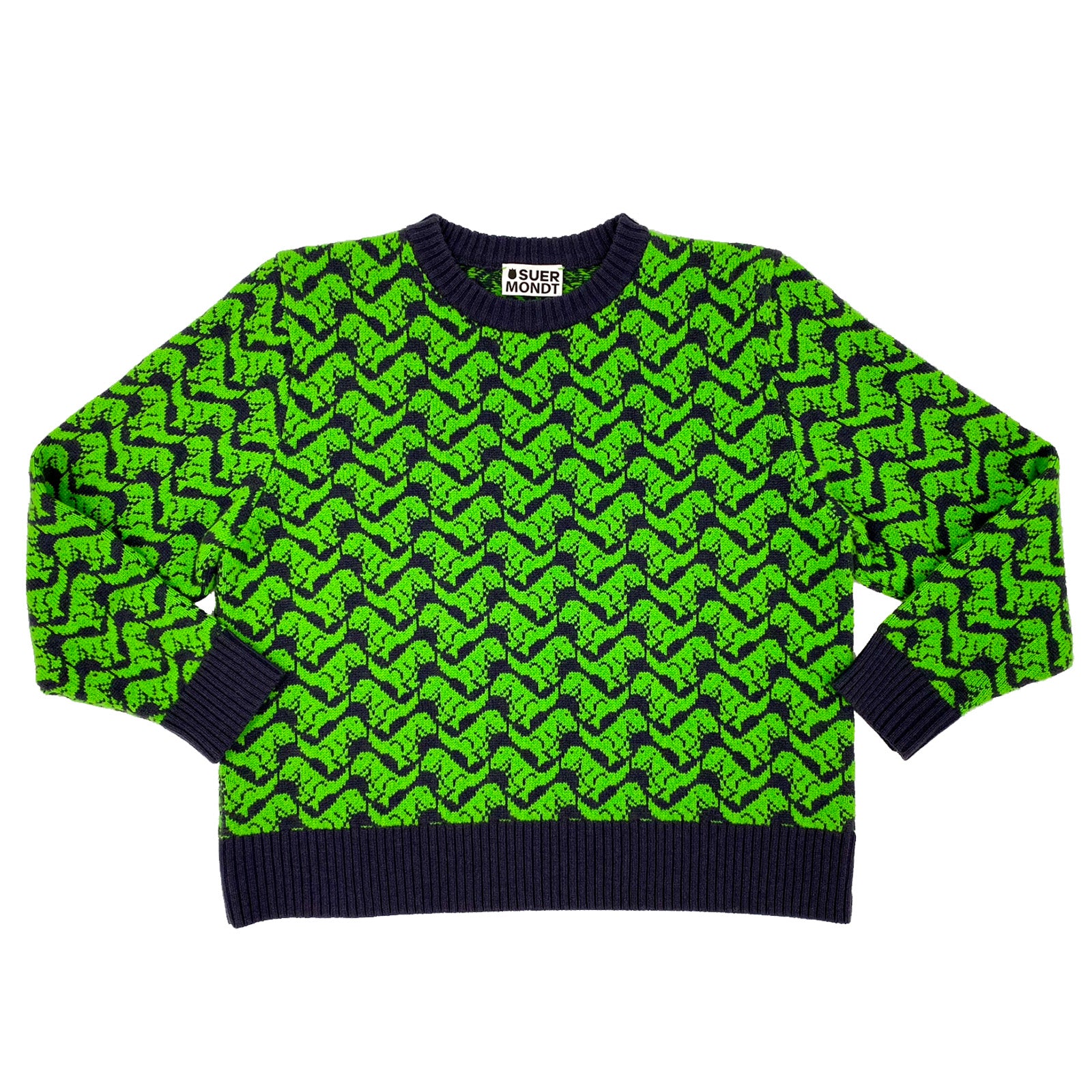 T-Rex Jumper - Navy & Green – Suermondt Knitwear